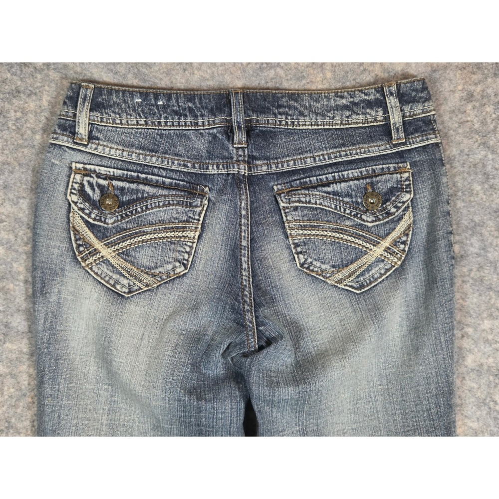 Mudd Womens Low Rise Bootcut Jeans Size 5 Medium Wash Y2K Pants Embellished Gems - Picture 13 of 14
